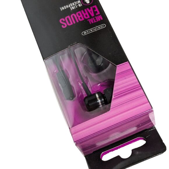 NIP Infinitive Metal Earbuds Stereo With In-Line Microphone 3.5mm Aux Jack NEW - Picture 6 of 6